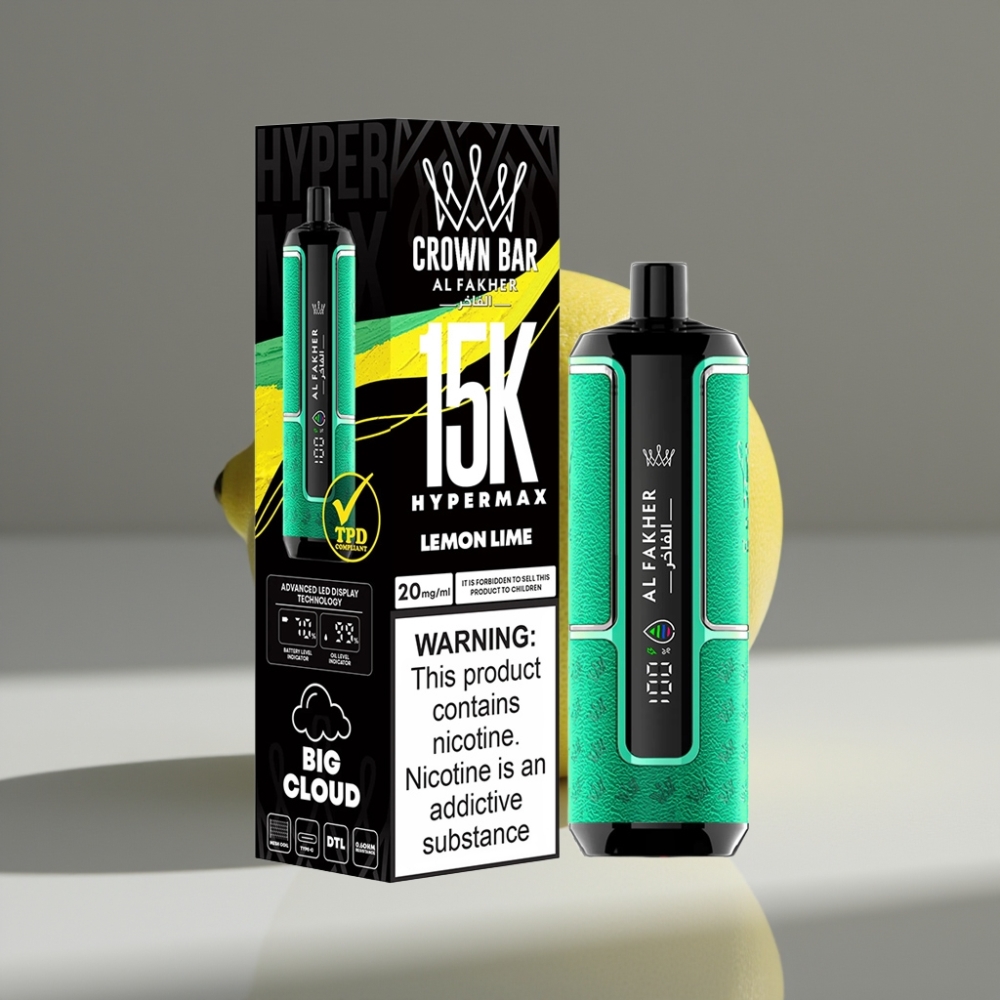 Al Fakher Crown Bar 15K Hypermax عصير ليمون – 22مل، 6000مللي أمبير، شحن Type-C