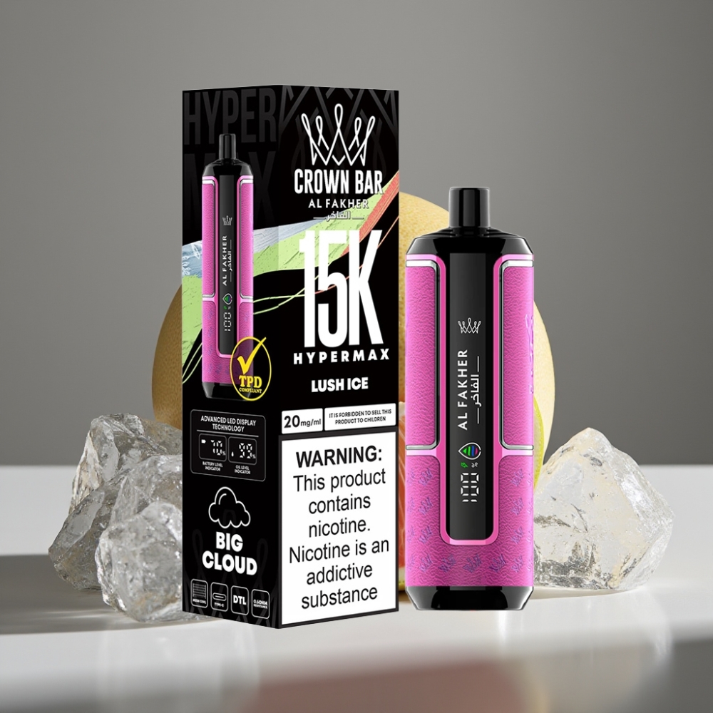 Al Fakher Crown Bar 15K Hypermax عصير لوتش آيس – 22مل، 6000 مللي أمبير، شحن Type-C
