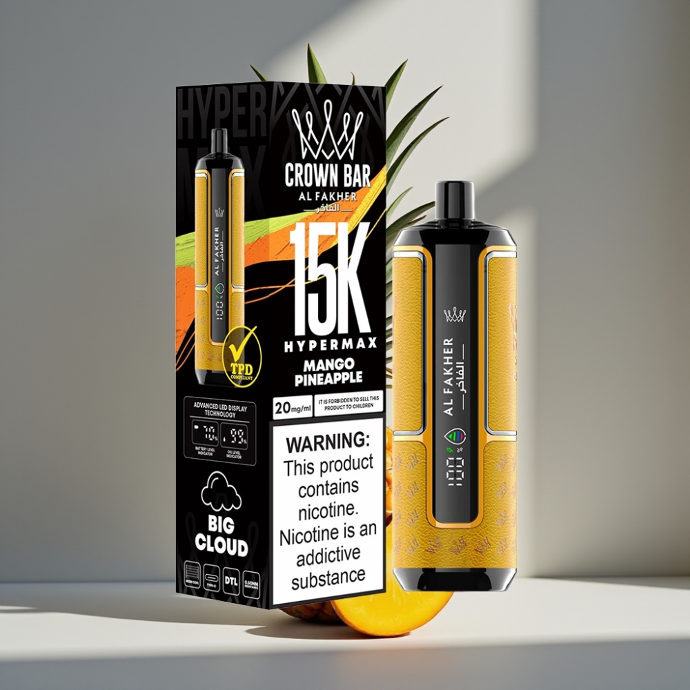 Al Fakher Crown Bar 15K Hypermax مانجو أناناس – 22مل، 600مللي أمبير، شحن Type-C