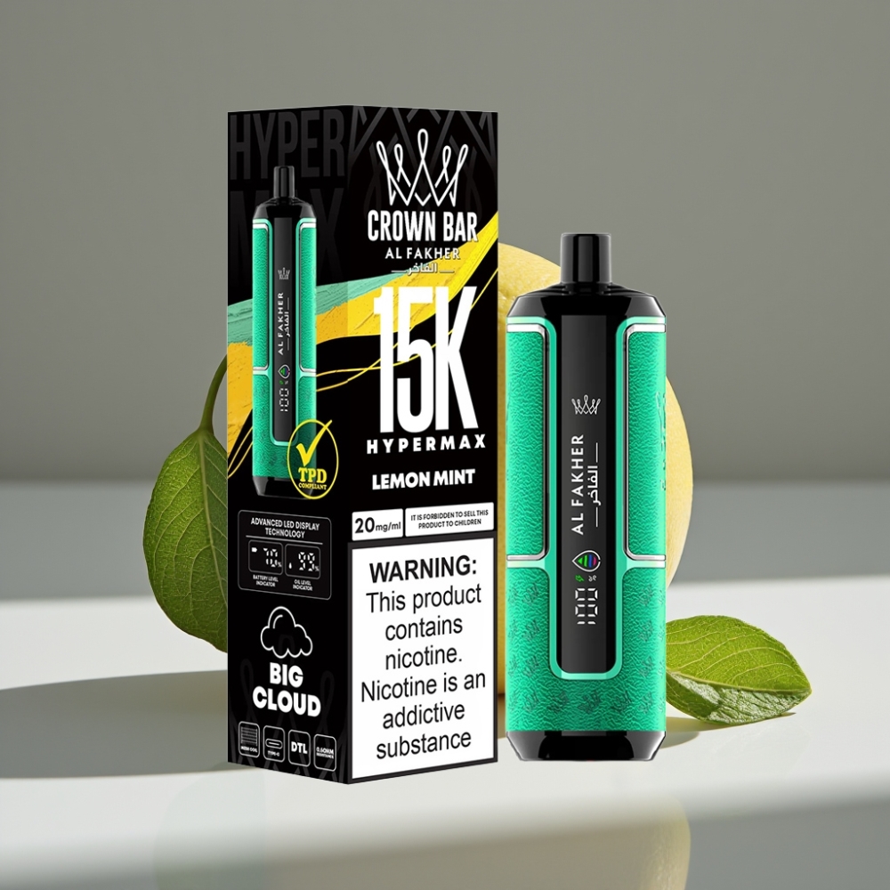 Al Fakher Crown Bar 15K Hypermax عصير ليمون بالنعناع - 22مل، 600مللي أمبير، شحن Type-C