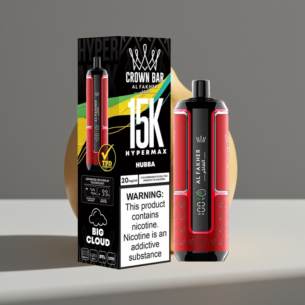 Al Fakher Crown Bar 15K Hypermax Hubba علبة 22مل 6000مللي أمبير شحن Type-C