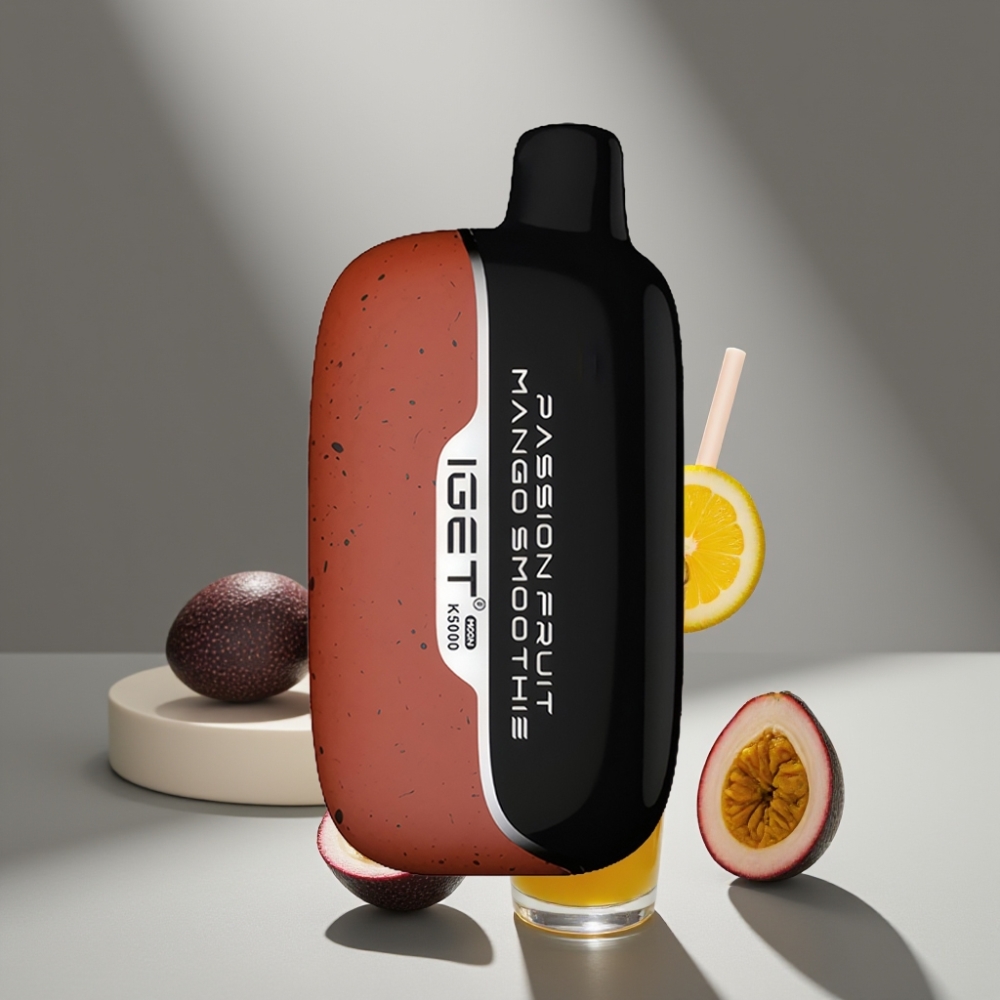 IGET Moon K5000 نفحات بنكهة مانجو وماراكويا سموذي، حجم: 49.5x25.3x99.4 مم، مقاومة: 1.35 أوم