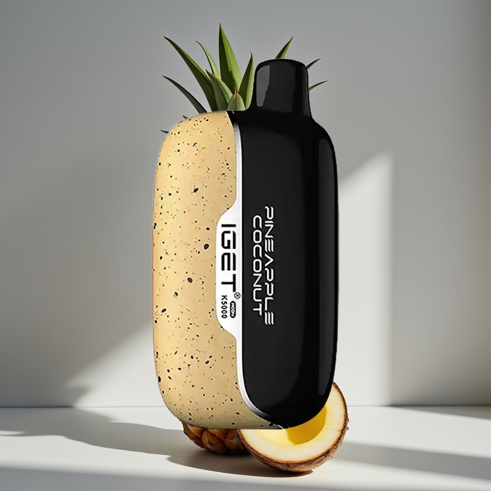 IGET Moon K5000 نفحات بنكهة الأناناس وجوز الهند | حجم: 49.5x25.3x99.4 مم | مقاومة الميز: 1.35 أوم