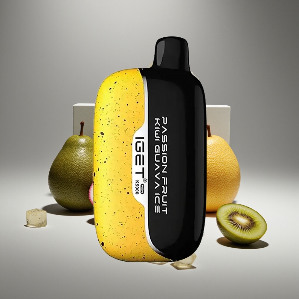 IGET Moon K5000 نفحات بنكهة فاكهة العاطفة والكيوي والجوافة مثلج، مقاس 49.5x25.3x99.4 مم