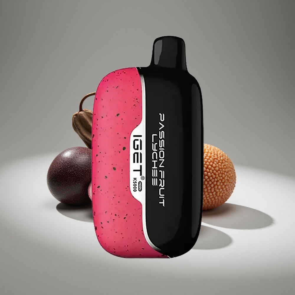 IGET Moon K5000 Puffs فاكهة العاطفة والليتشي بحجم 49.5x25.3x99.4 مم