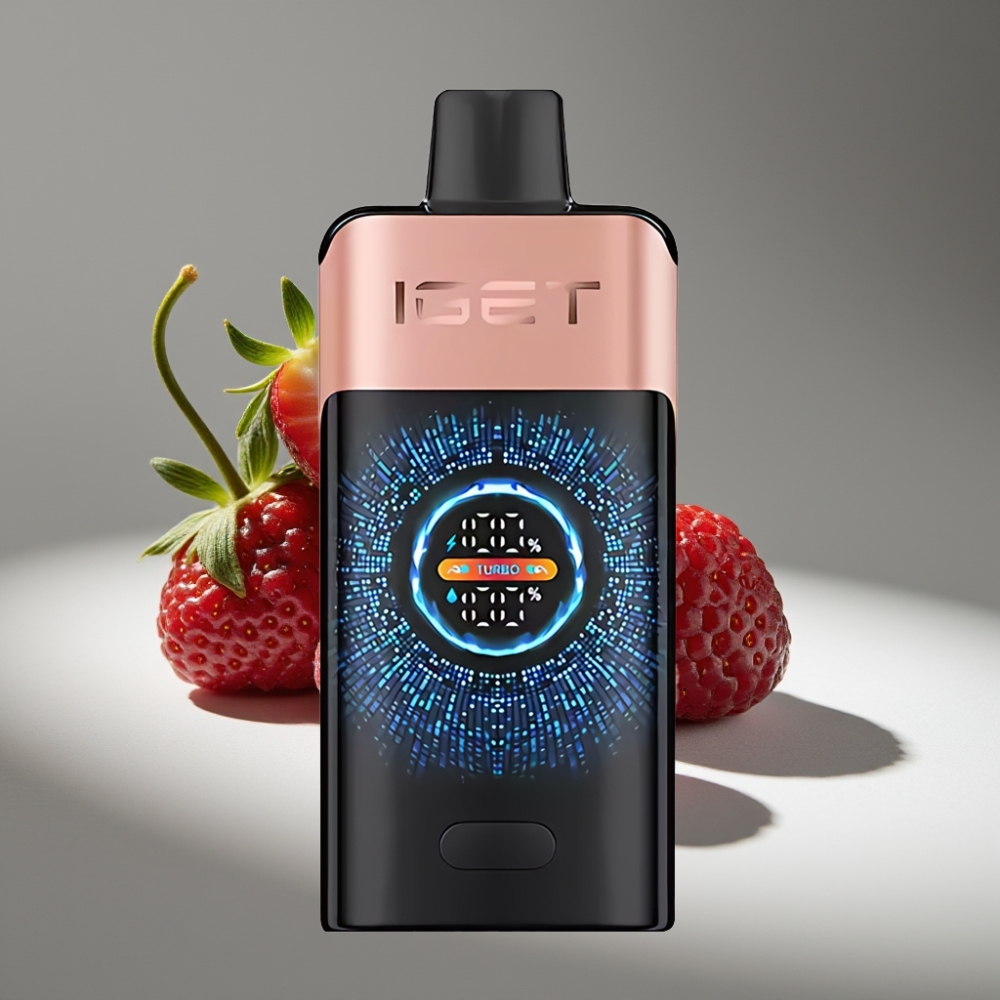 IGET ONE 12000 نَفخة ستروبيري راسبيري، شاشة ملونة منحنية، 2700 مللي أمبير، حجم 46×25.5×107.7 ملم